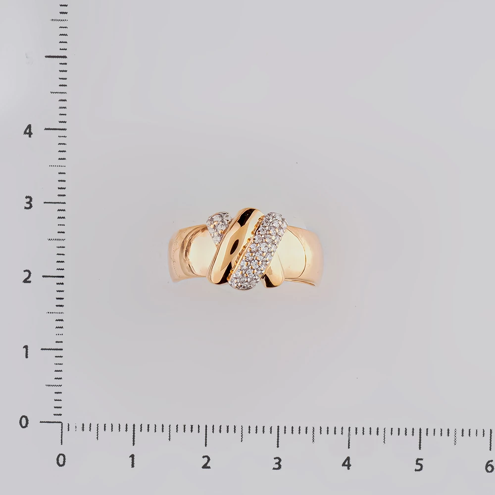 Кольцо с фианитом из красного золота 585 пробы