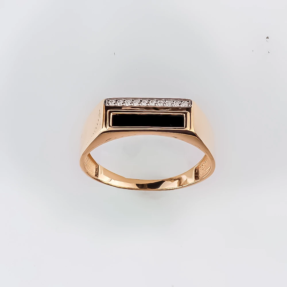 Кольцо с ониксом из красного золота 585 пробы