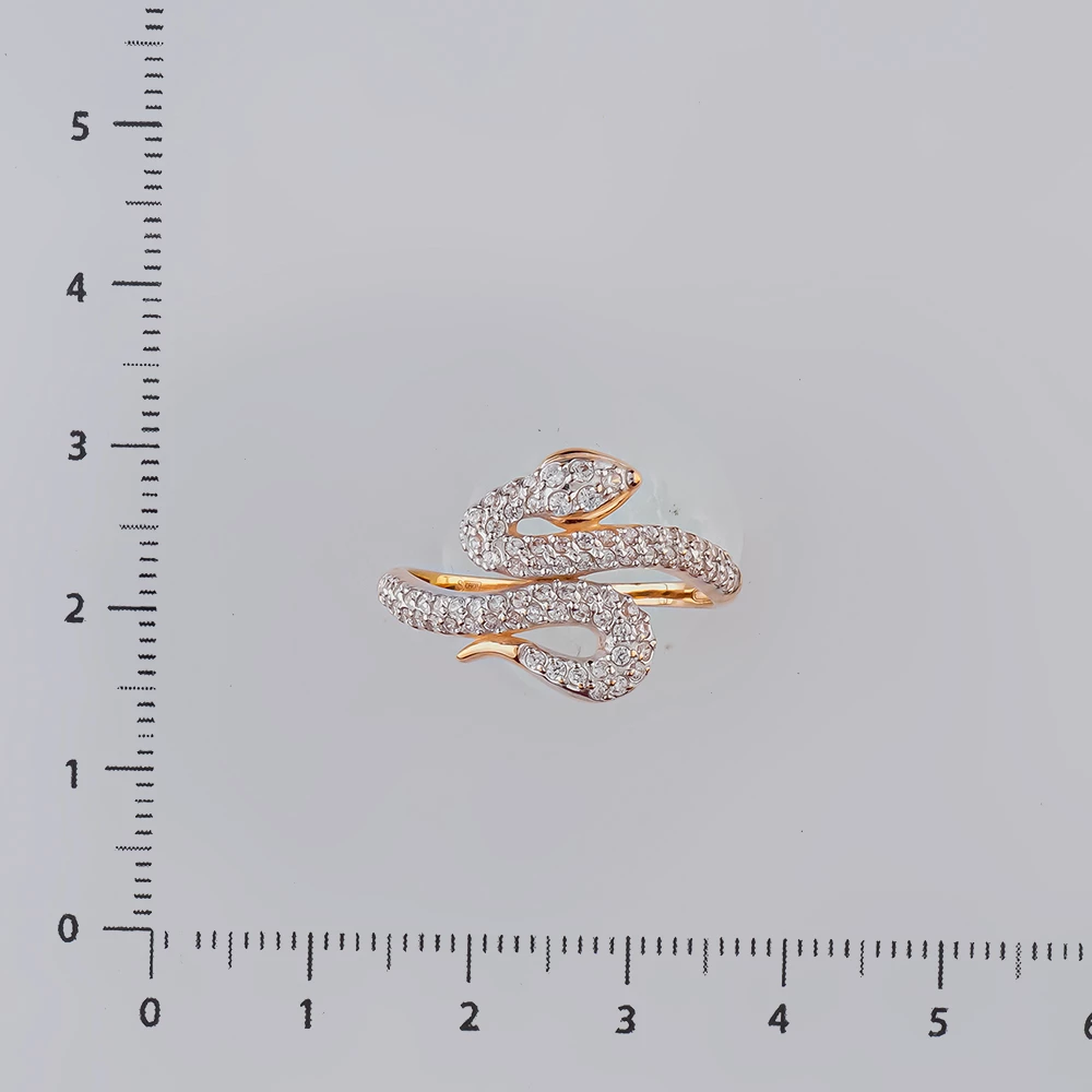 Кольцо с фианитом из красного золота 585 пробы