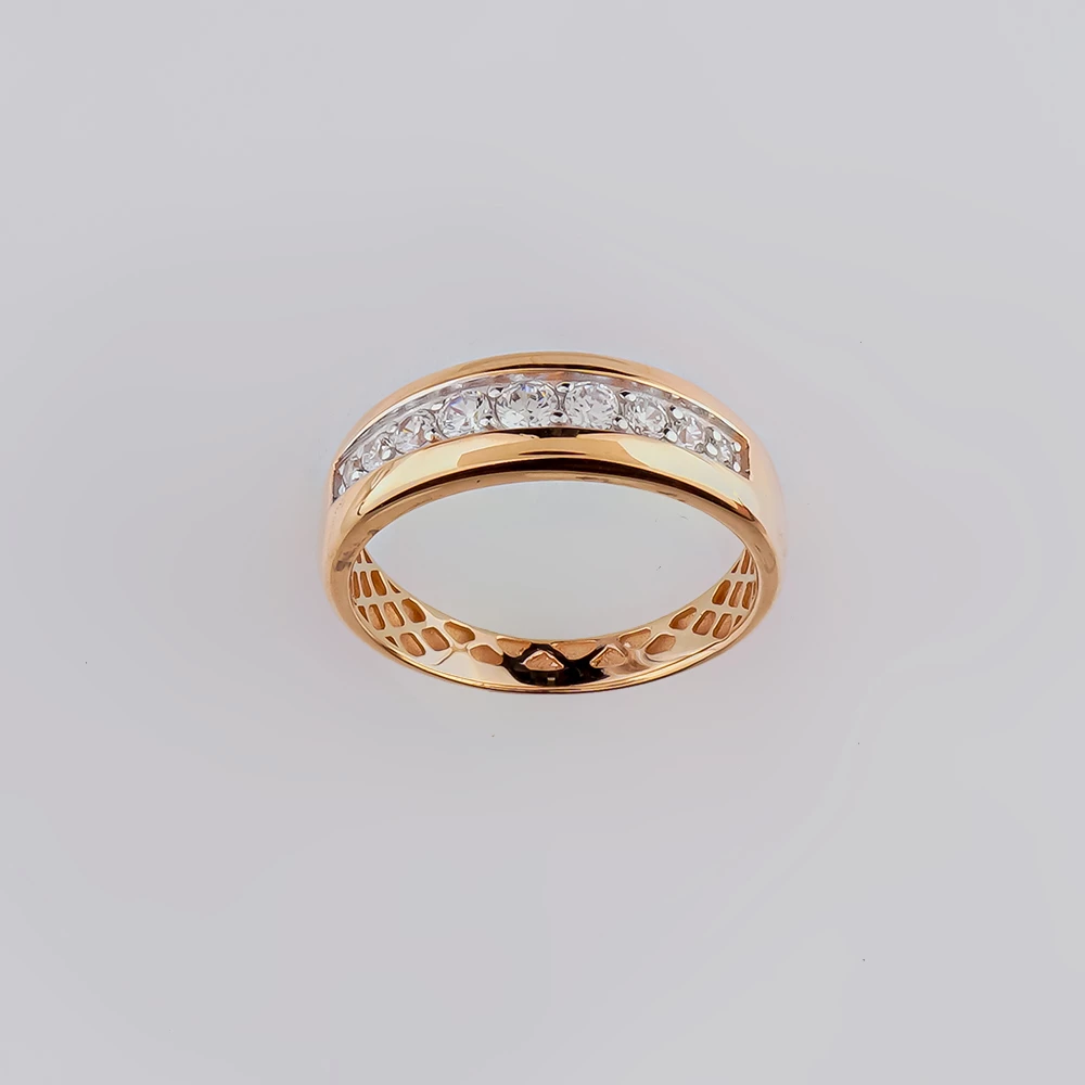 Кольцо с фианитом из красного золота 585 пробы