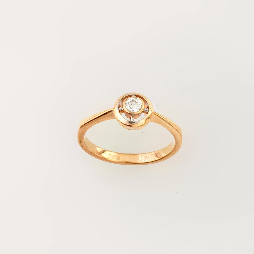 Кольцо с бриллиантом из красного золота 585 пробы