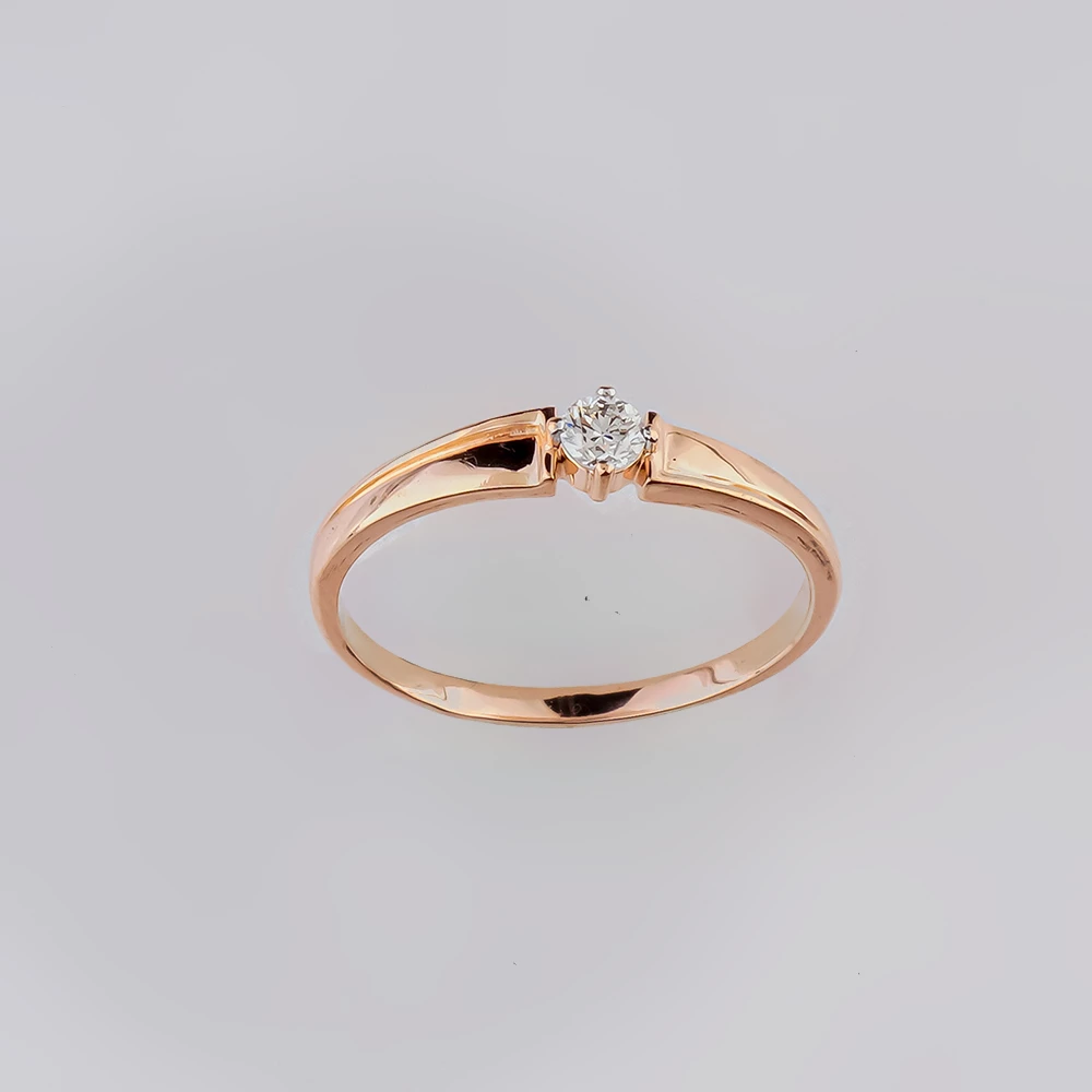 Кольцо с бриллиантом из красного золота 585 пробы