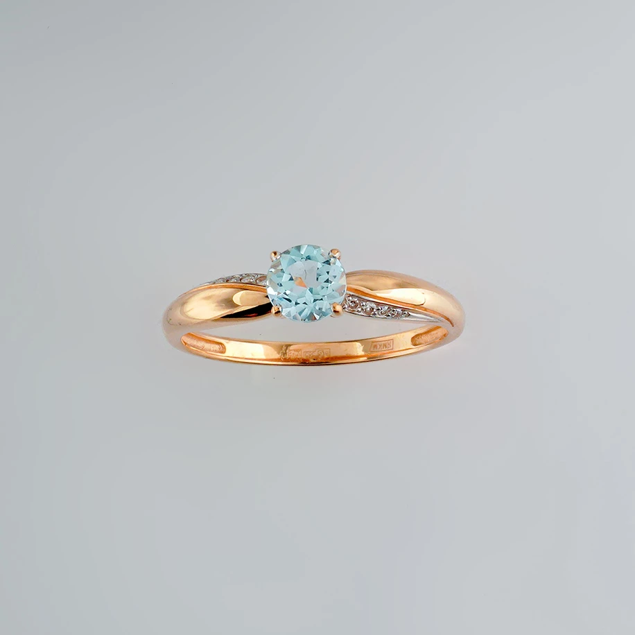 Кольцо с топазом из красного золота 585 пробы