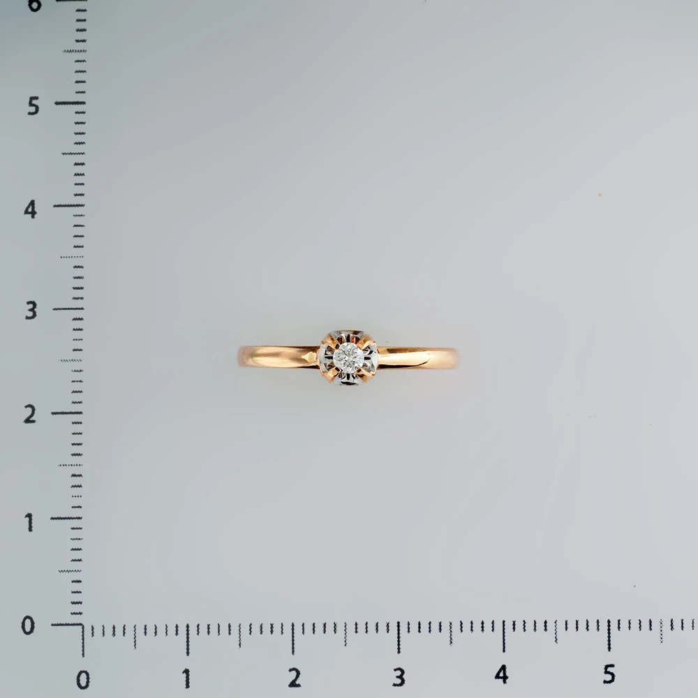 Кольцо с бриллиантом из красного золота 585 пробы