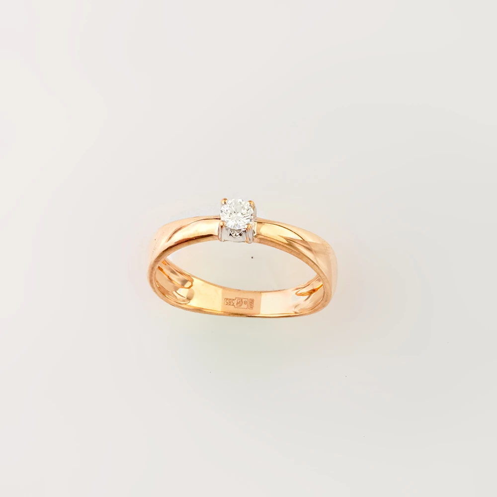 Кольцо с бриллиантом из красного золота 585 пробы