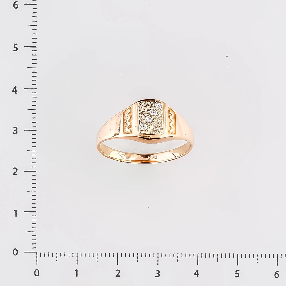 Кольцо с фианитом из красного золота 585 пробы