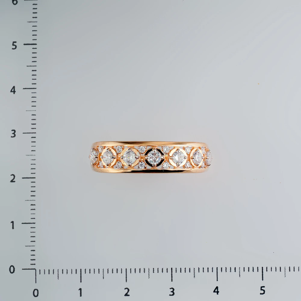 Кольцо с фианитом из красного золота 585 пробы