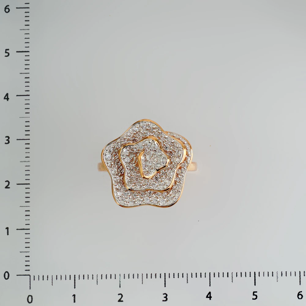 Кольцо с фианитом из красного золота 585 пробы