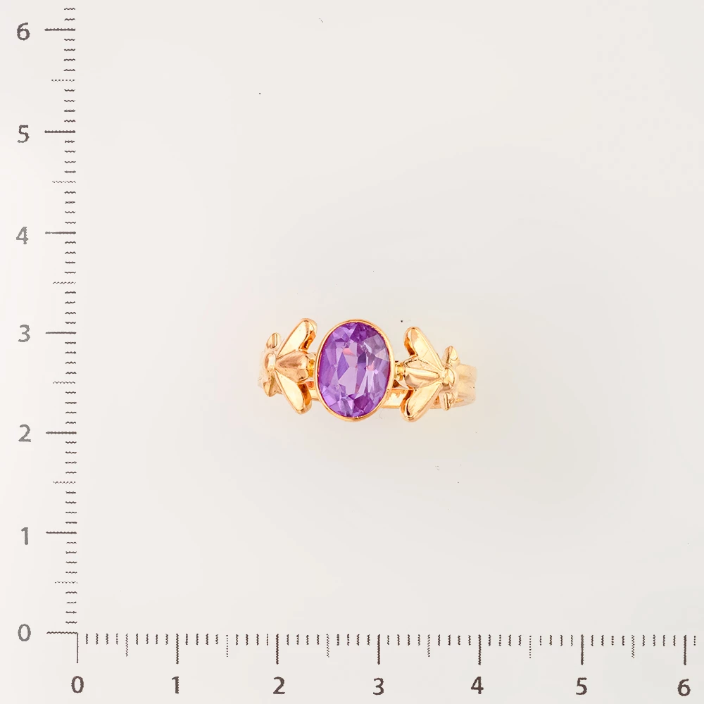 Кольцо с фианитом из красного золота 583 пробы