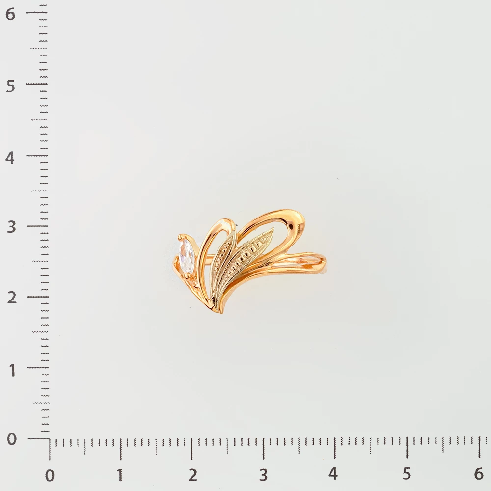 Кольцо с фианитом из красного золота 585 пробы