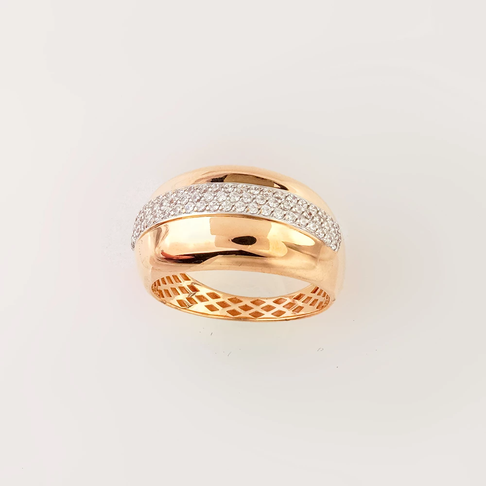 Кольцо с фианитом из красного золота 585 пробы