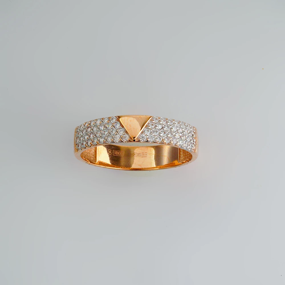 Кольцо с фианитом из красного золота 585 пробы