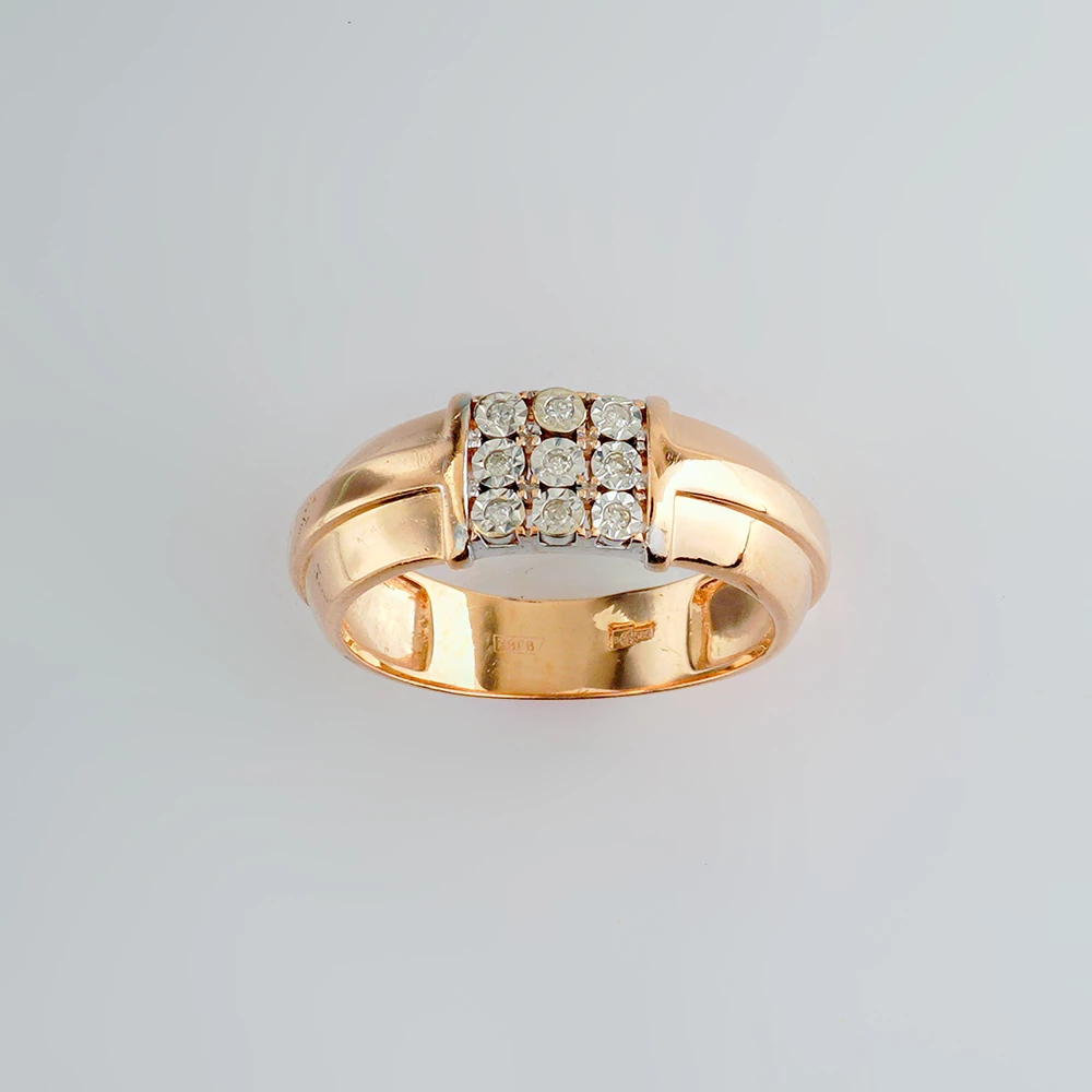 Кольцо с бриллиантом из красного золота 585 пробы