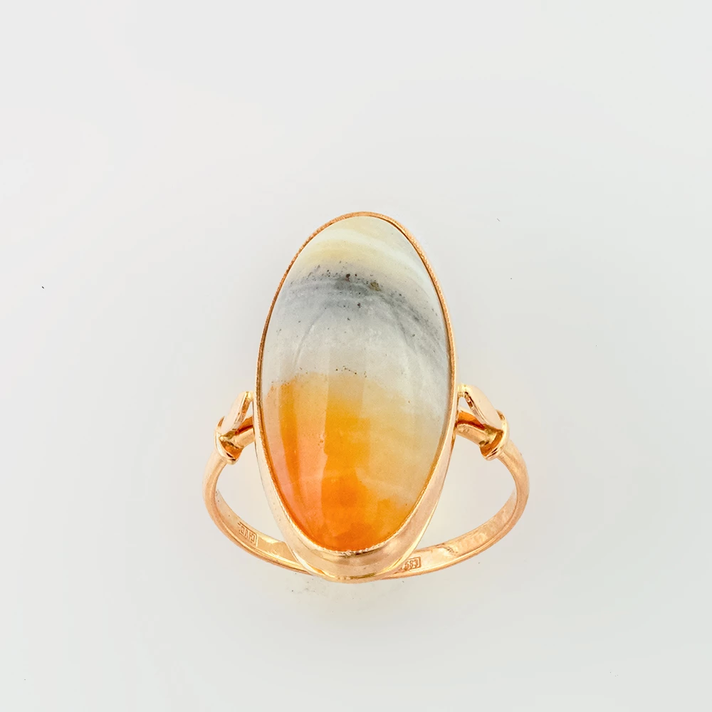 Кольцо с халцедоном из красного золота 583 пробы