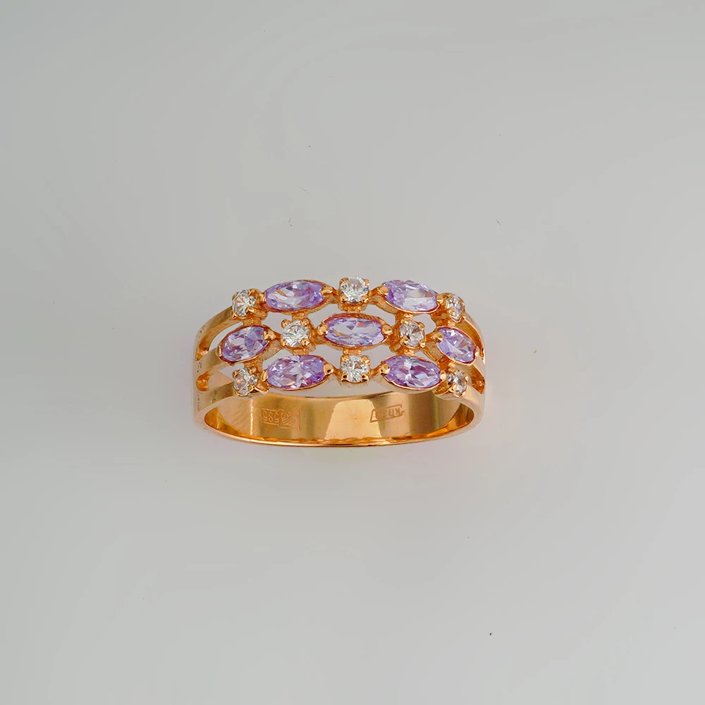 Кольцо с аметистом из красного золота 585 пробы