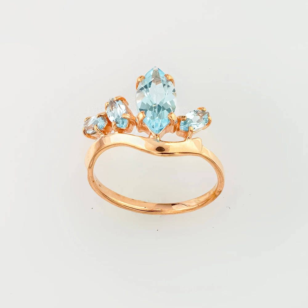 Кольцо с топазом из красного золота 585 пробы