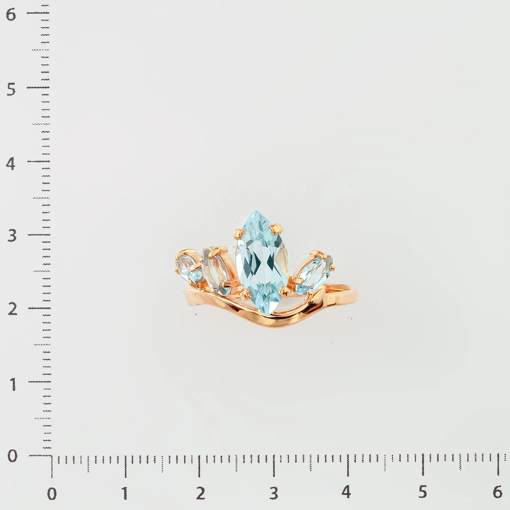 Кольцо с топазом из красного золота 585 пробы