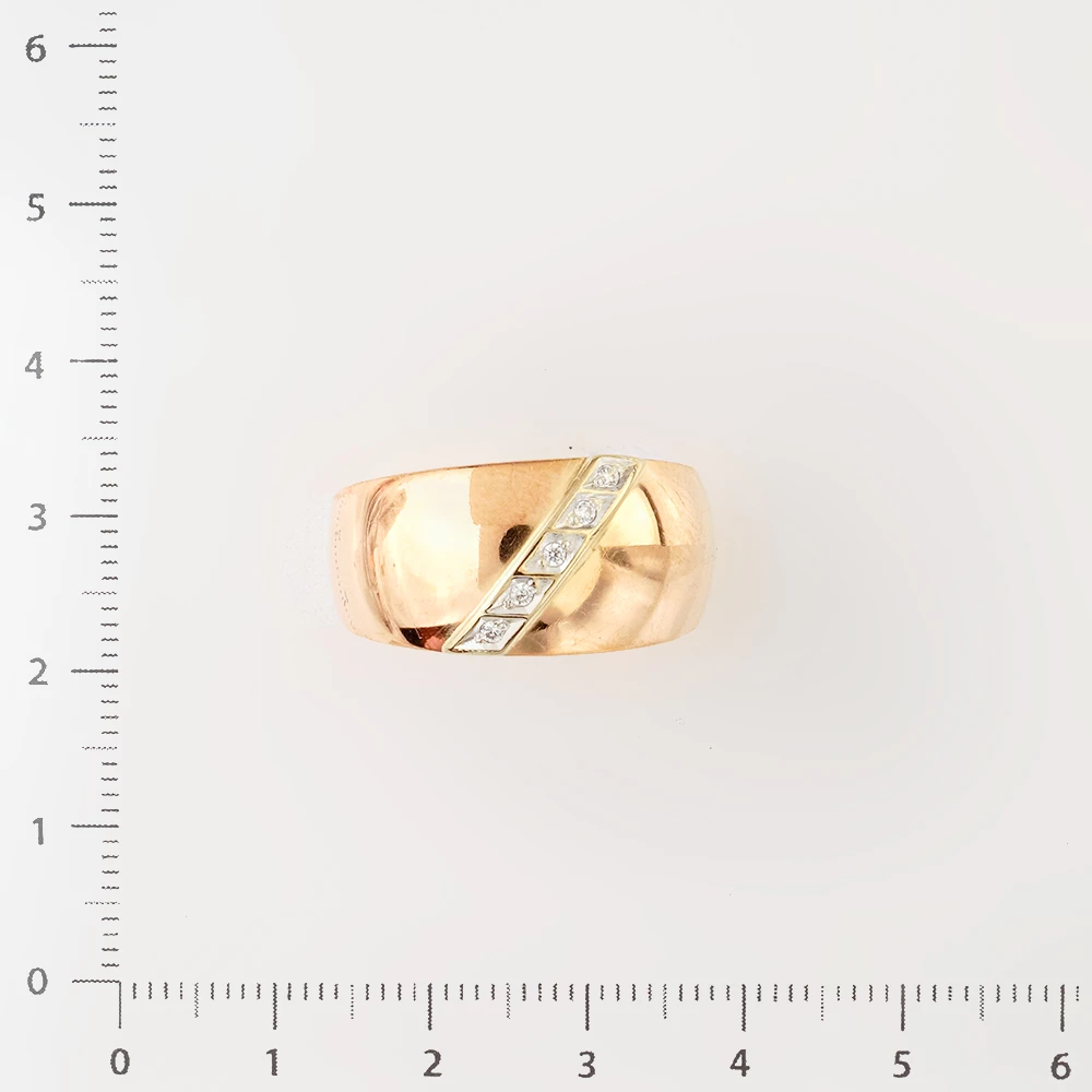 Кольцо с фианитом из красного золота 585 пробы