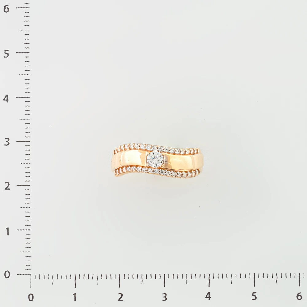 Кольцо с фианитом из красного золота 585 пробы