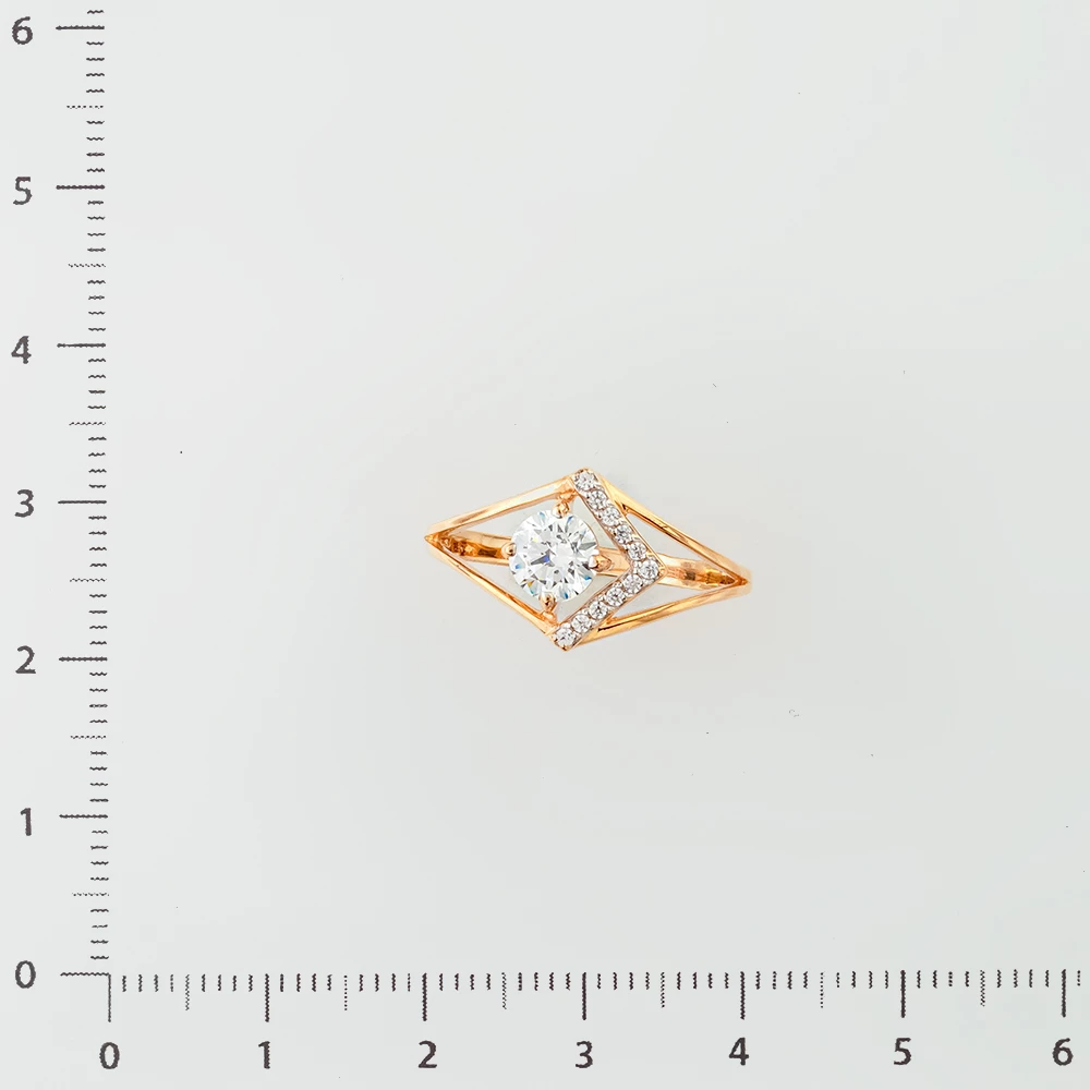 Кольцо с фианитом из красного золота 585 пробы