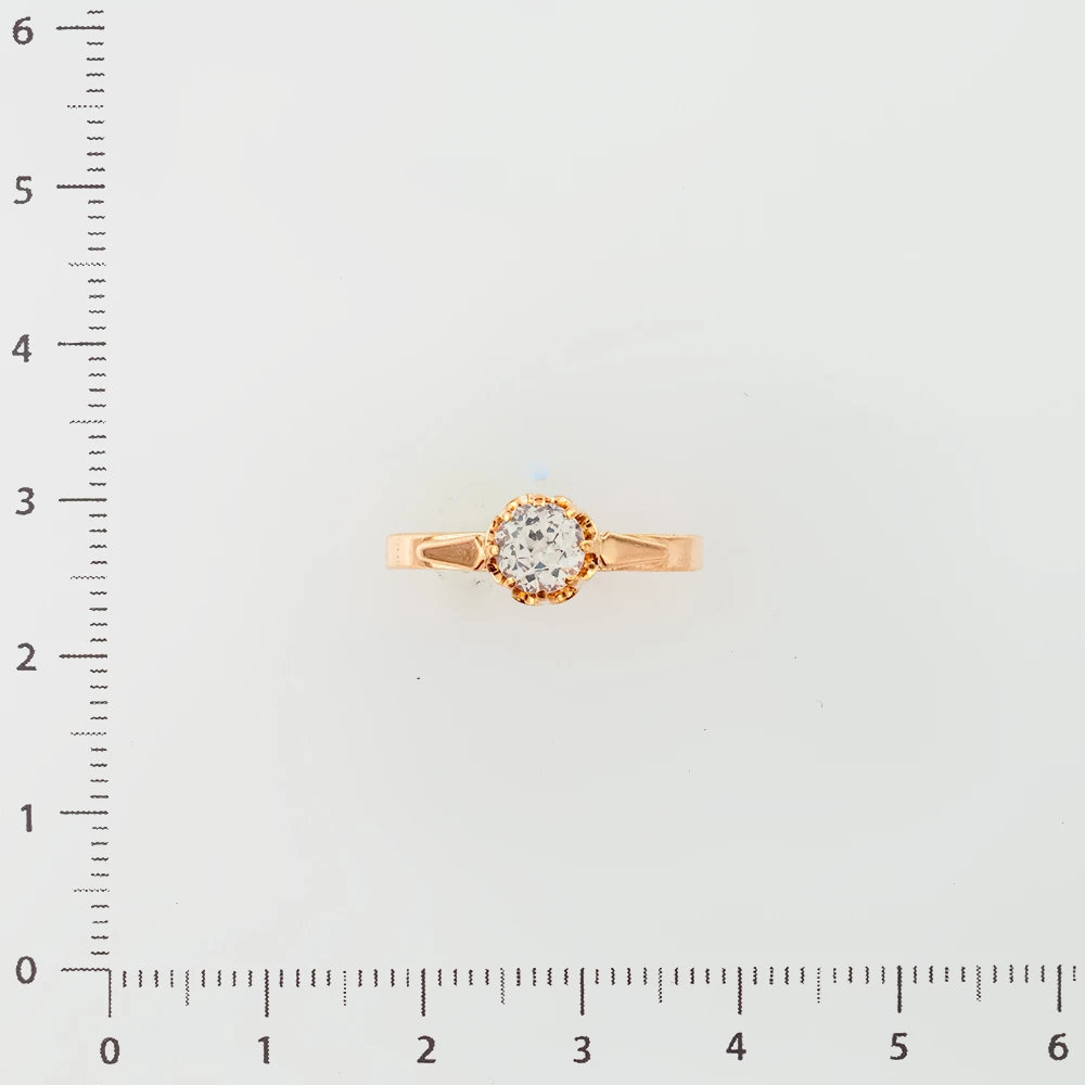 Кольцо с фианитом из красного золота 585 пробы