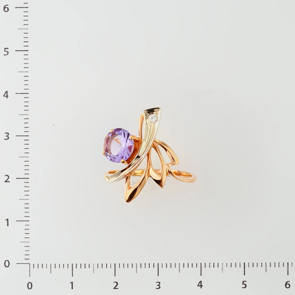 Кольцо с аметистом из красного золота 585 пробы