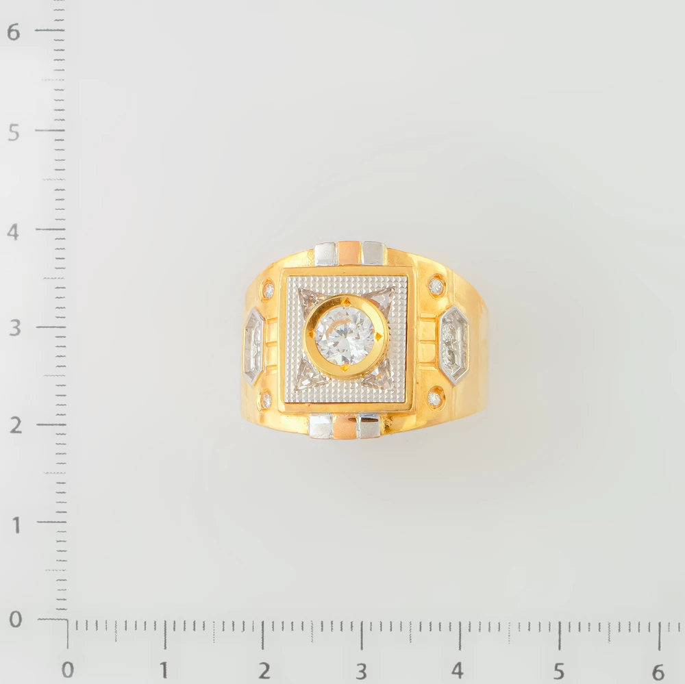 Кольцо с фианитом из желтого золота 750 пробы