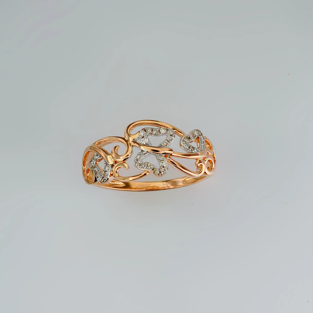 Кольцо с бриллиантом из красного золота 585 пробы