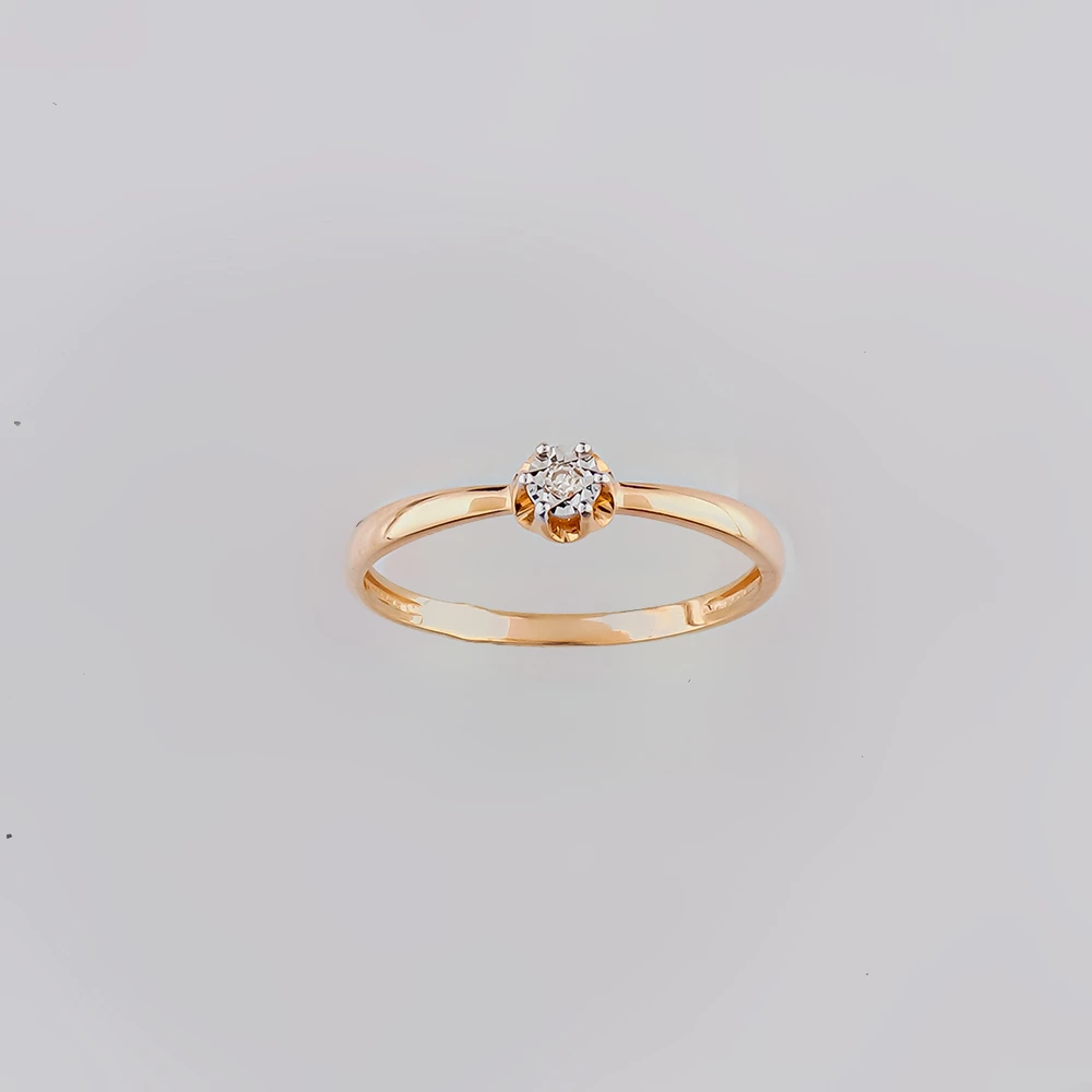 Кольцо с бриллиантом из красного золота 585 пробы