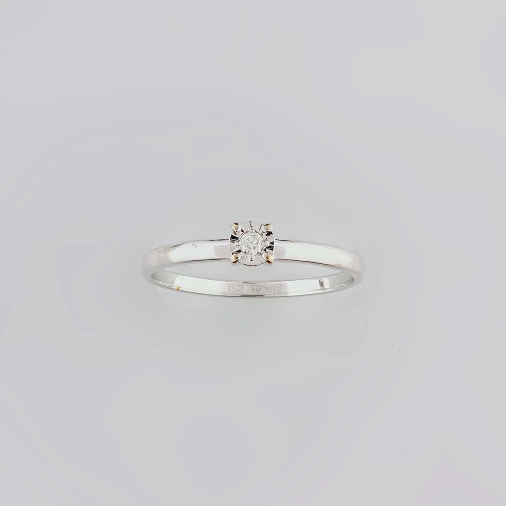 Кольцо с бриллиантом из белого золота 585 пробы