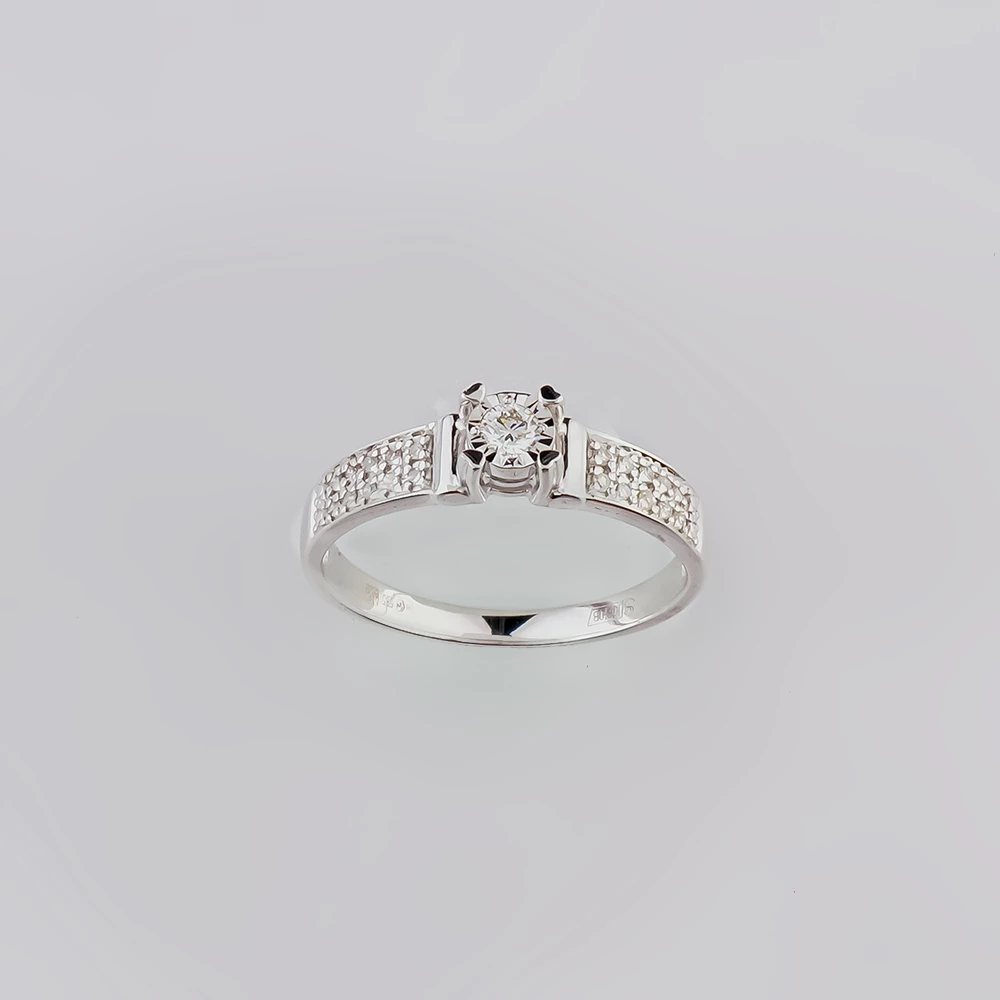 Кольцо с бриллиантом из белого золота 585 пробы