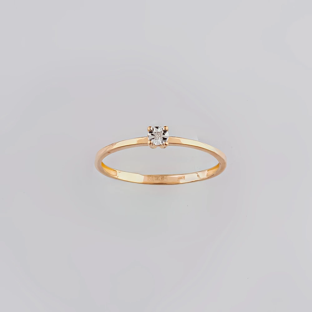 Кольцо с бриллиантом из красного золота 585 пробы