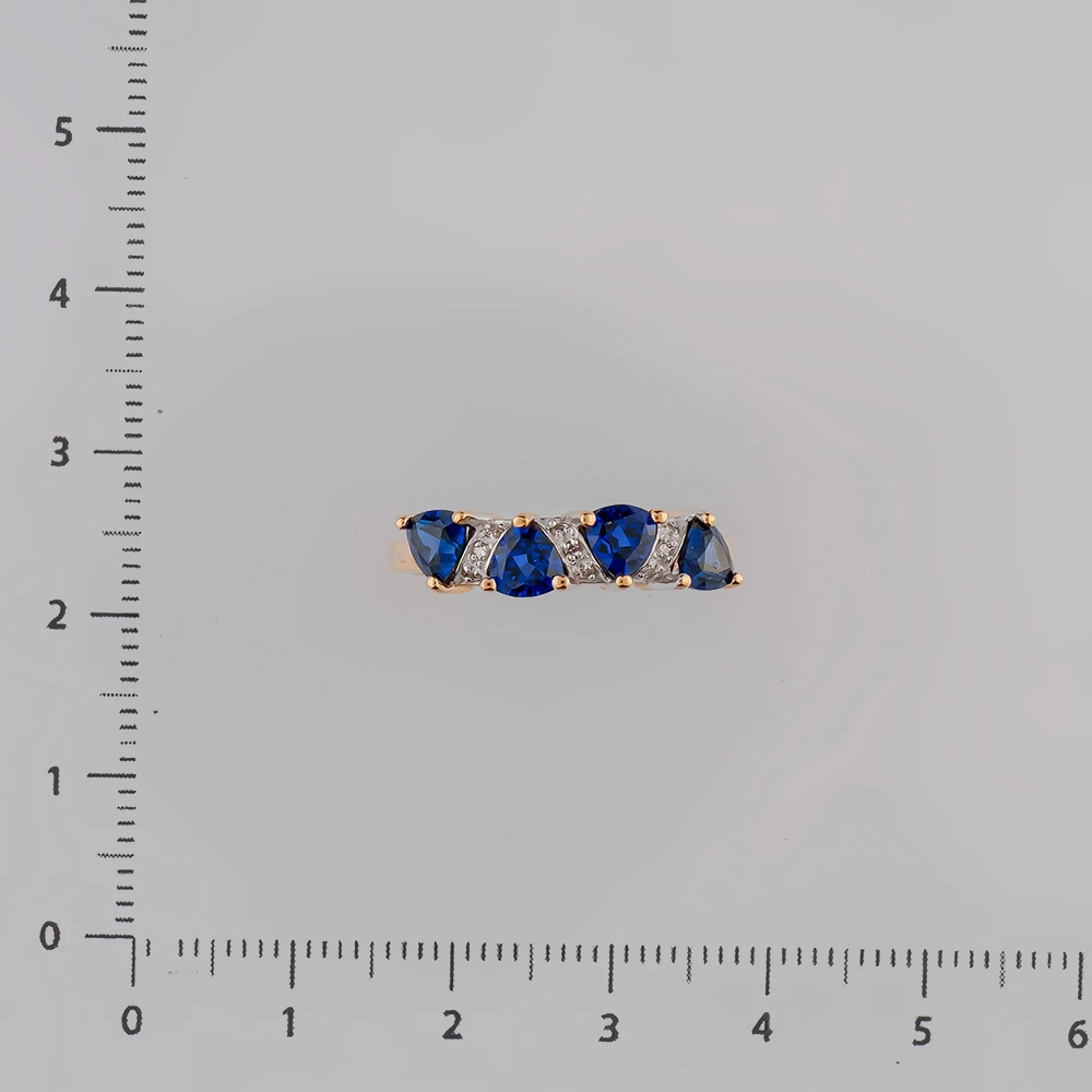 Кольцо с сапфиром синтетическим из красного золота 585 пробы