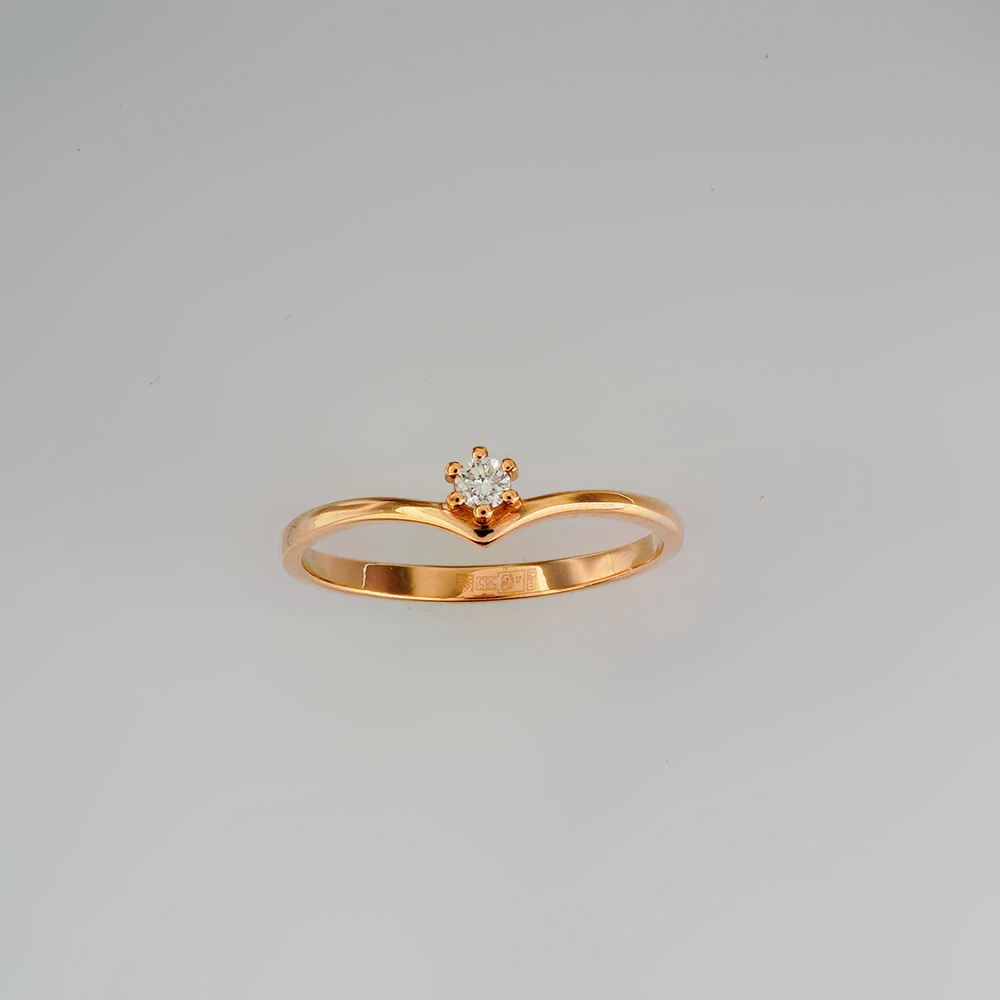 Кольцо с бриллиантом из красного золота 585 пробы