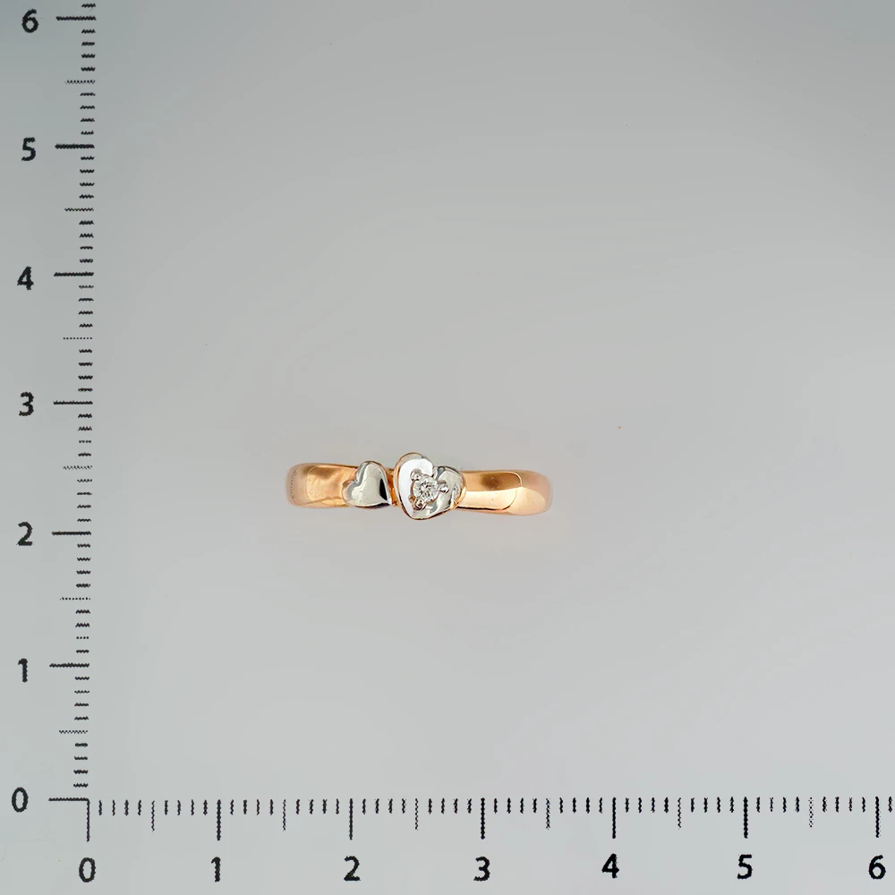 Кольцо с бриллиантом из красного золота 585 пробы