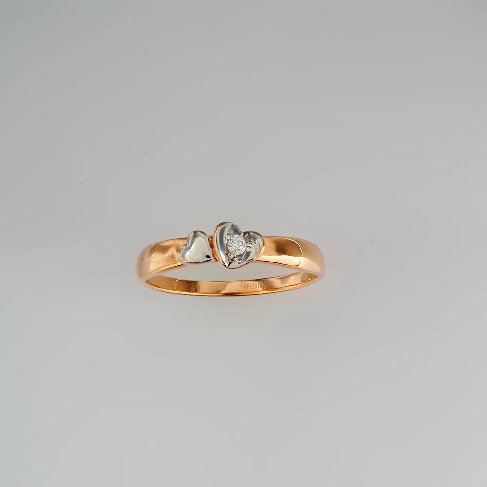 Кольцо с бриллиантом из красного золота 585 пробы