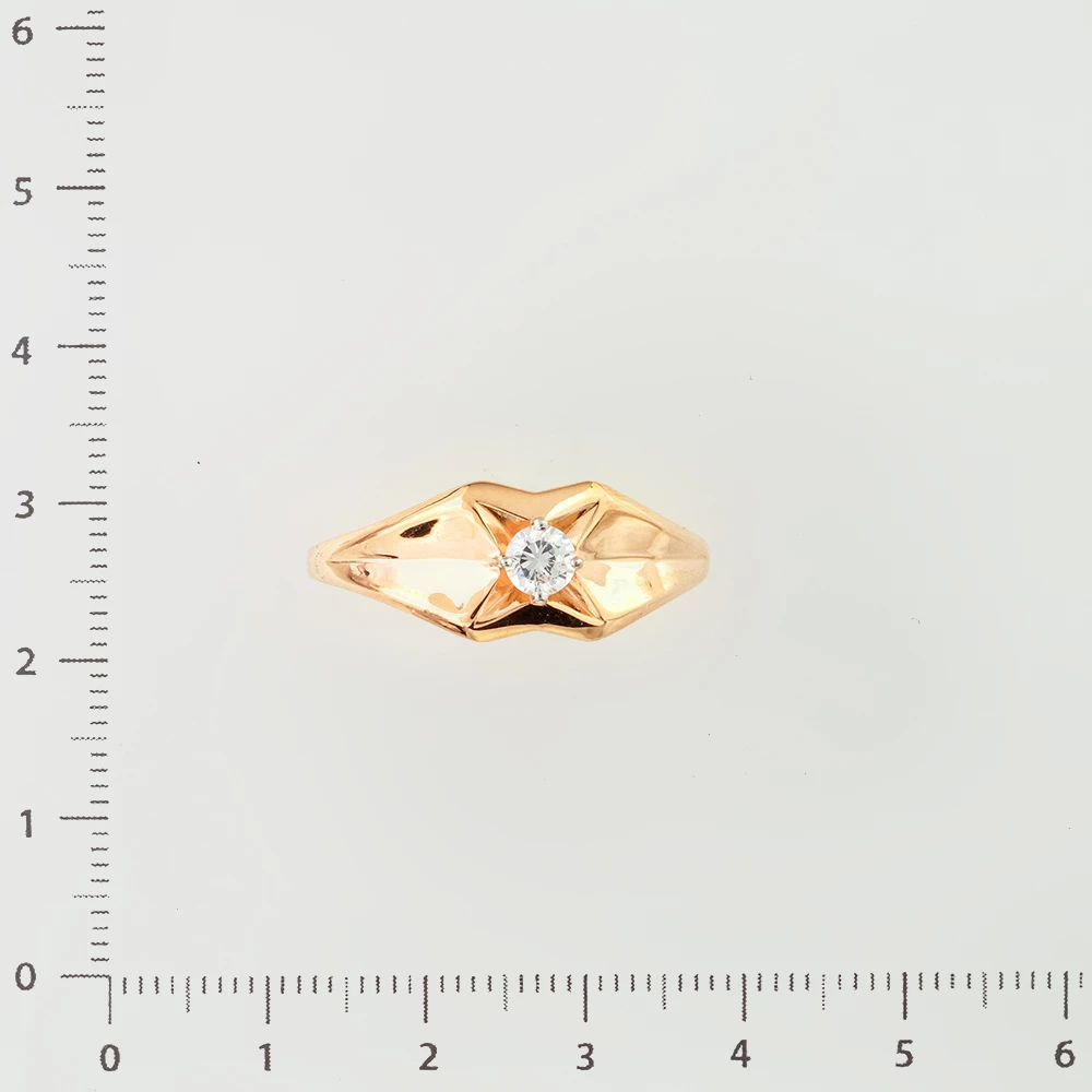 Кольцо с фианитом из красного золота 585 пробы