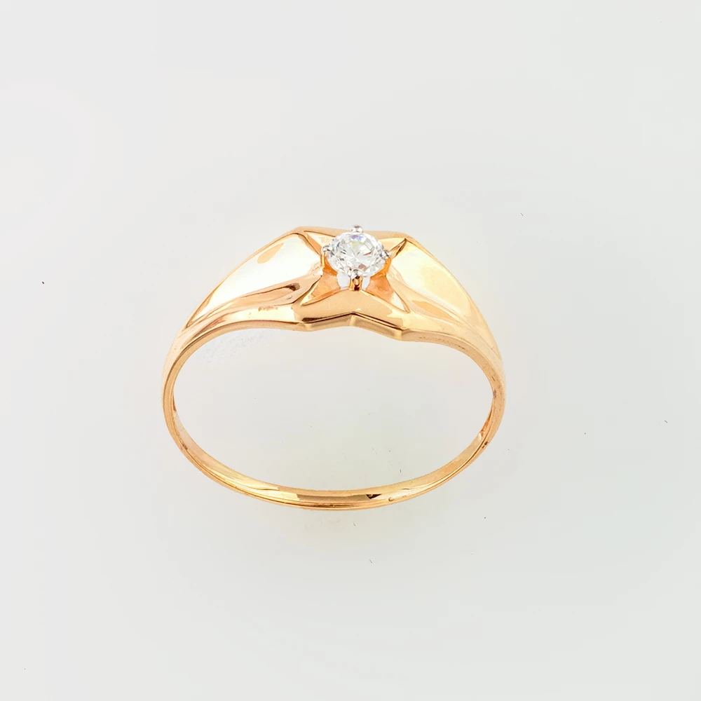 Кольцо с фианитом из красного золота 585 пробы