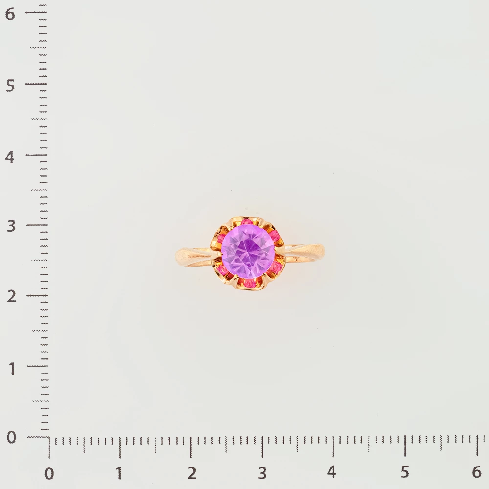 Кольцо с фианитом из красного золота 583 пробы