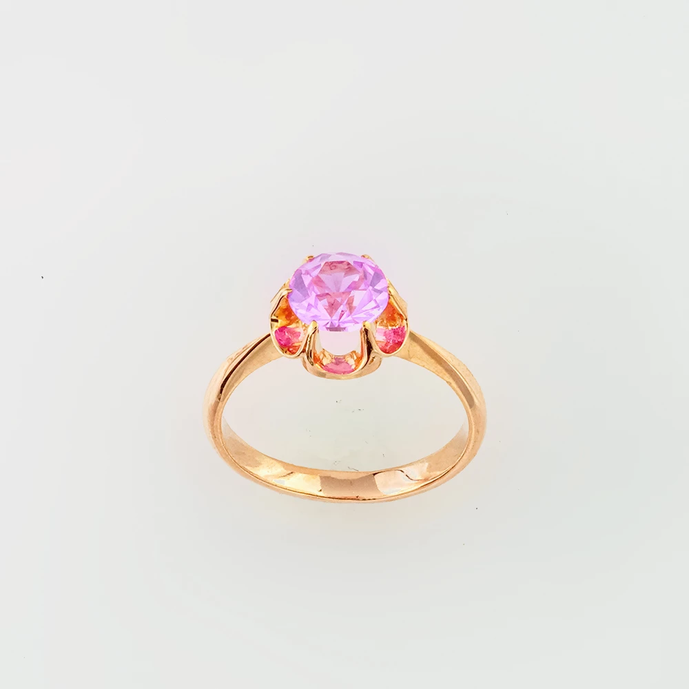 Кольцо с фианитом из красного золота 583 пробы