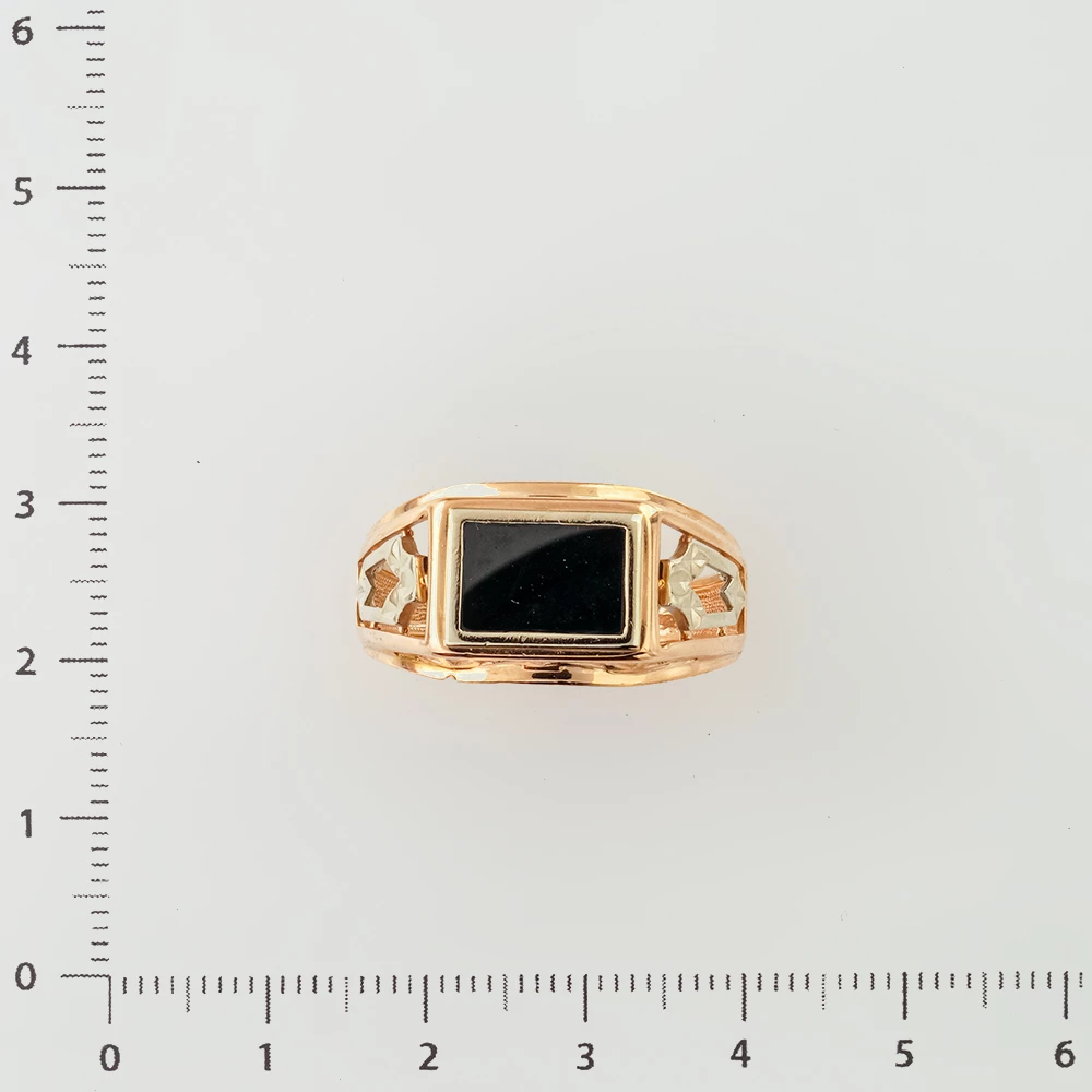 Кольцо с ониксом из красного золота 585 пробы