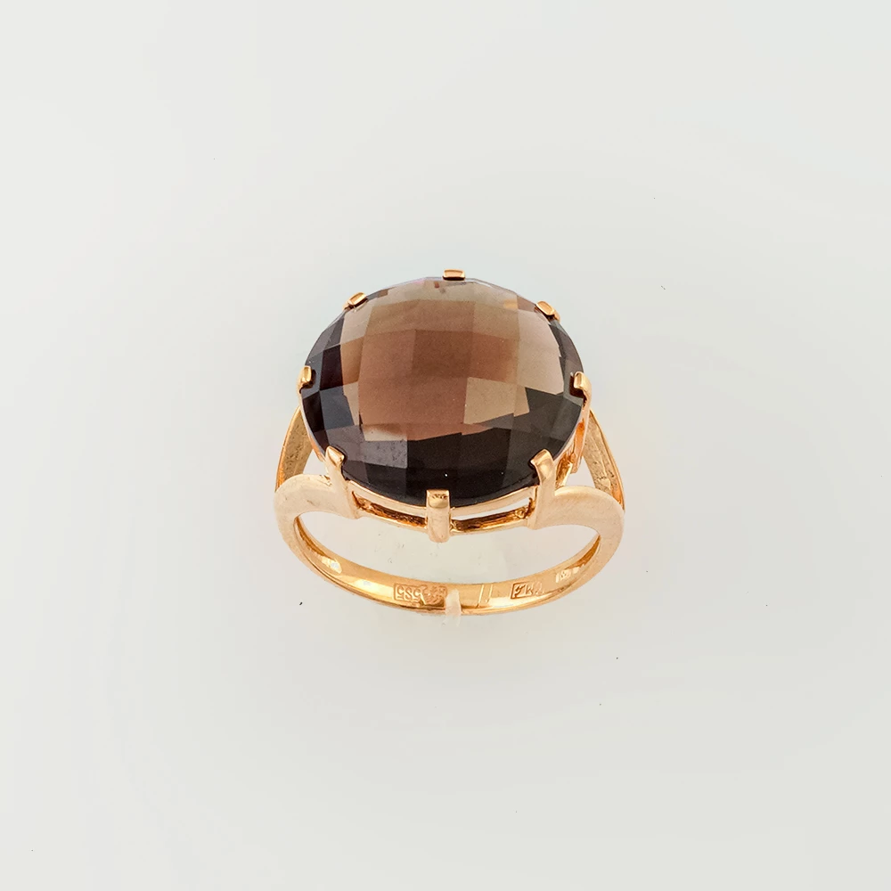Кольцо с раух-топазом из красного золота 585 пробы