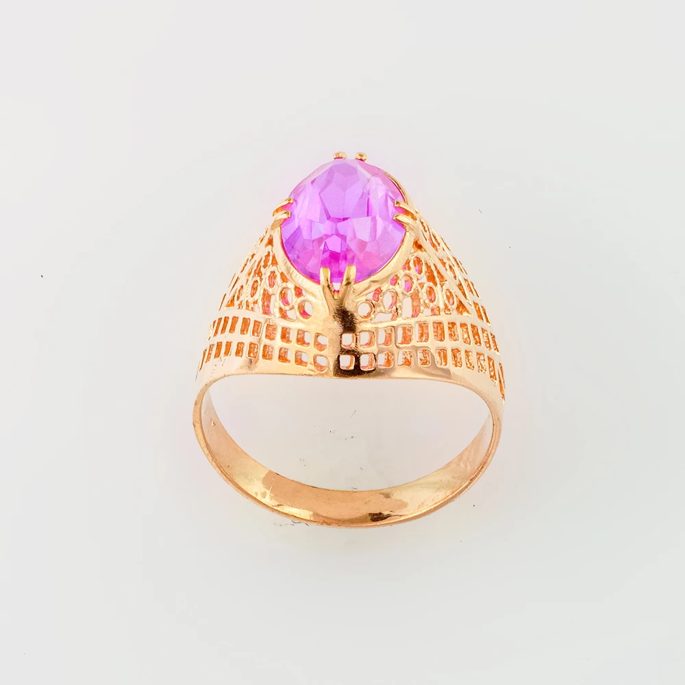 Кольцо с фианитом из красного золота 583 пробы