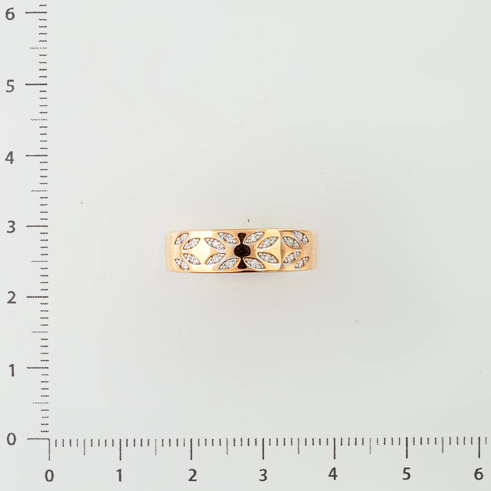 Кольцо с фианитом из красного золота 585 пробы