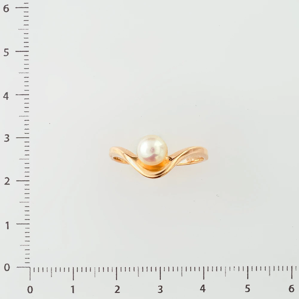 Кольцо с культивированным жемчугом из красного золота 585 пробы
