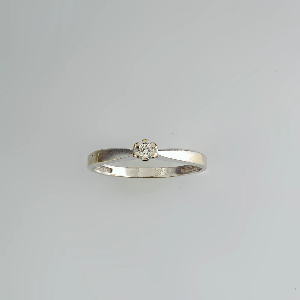 Кольцо с бриллиантом из белого золота 585 пробы