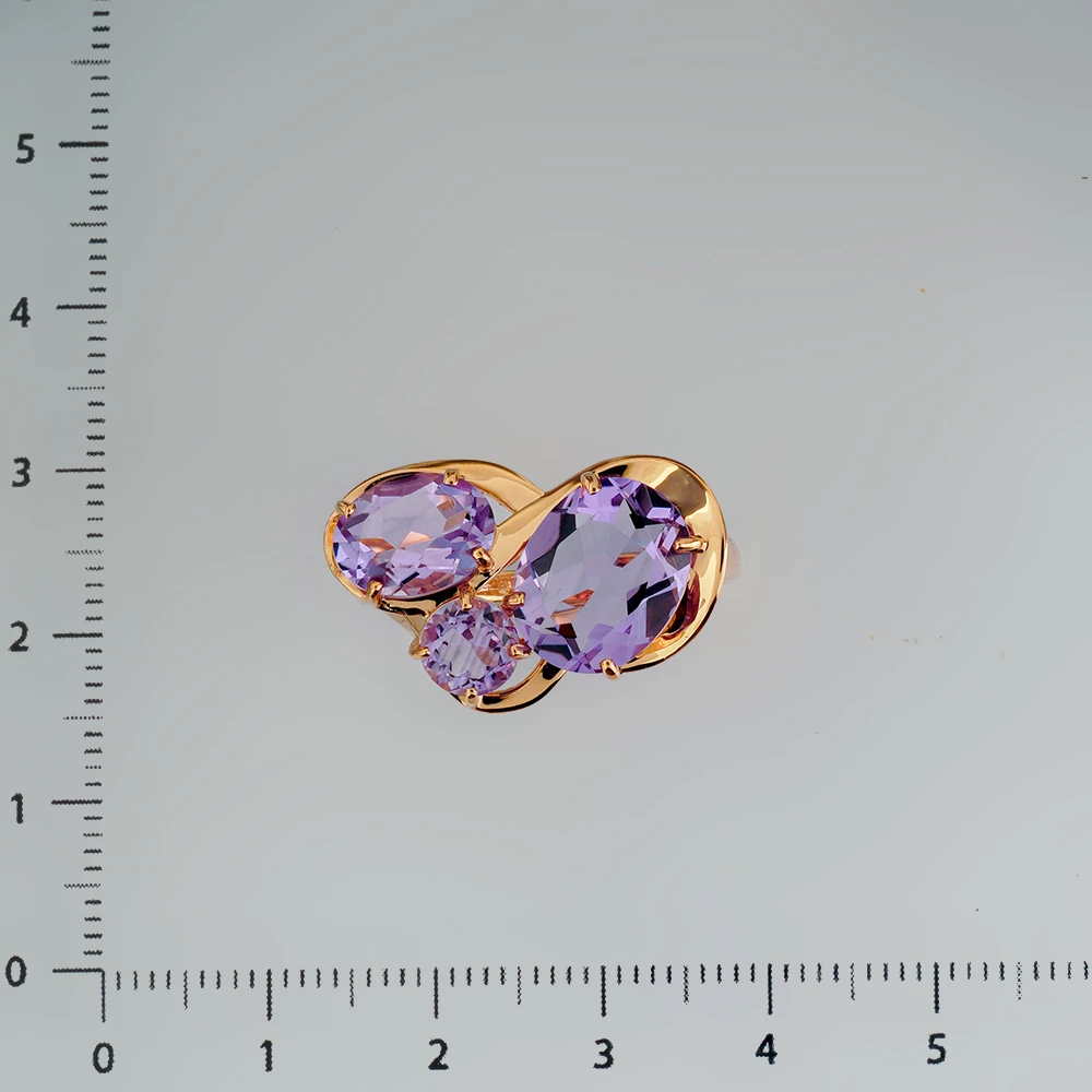 Кольцо с аметистом из красного золота 585 пробы