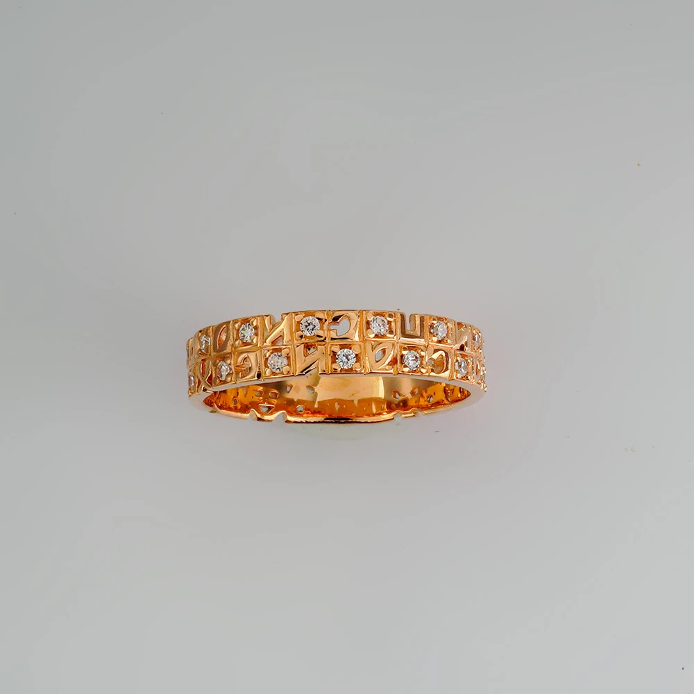 Кольцо с фианитом из красного золота 585 пробы