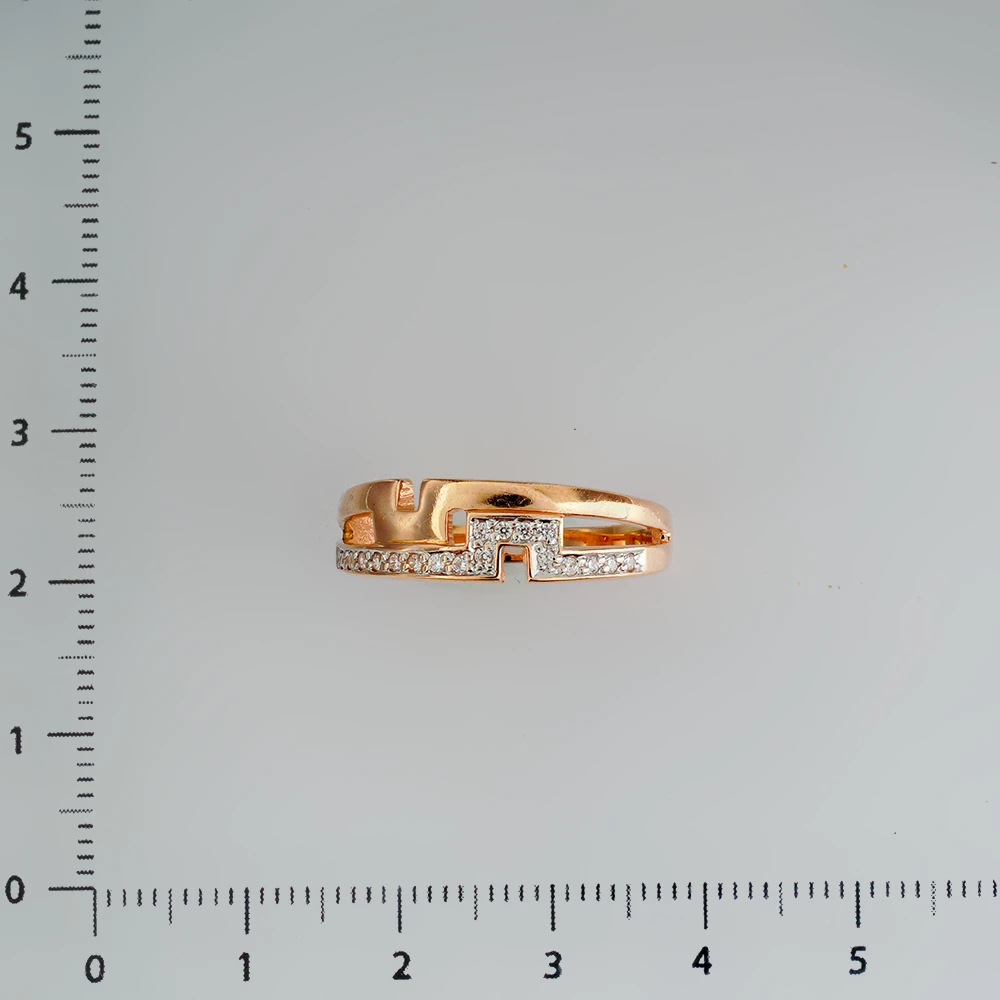 Кольцо с фианитом из красного золота 585 пробы