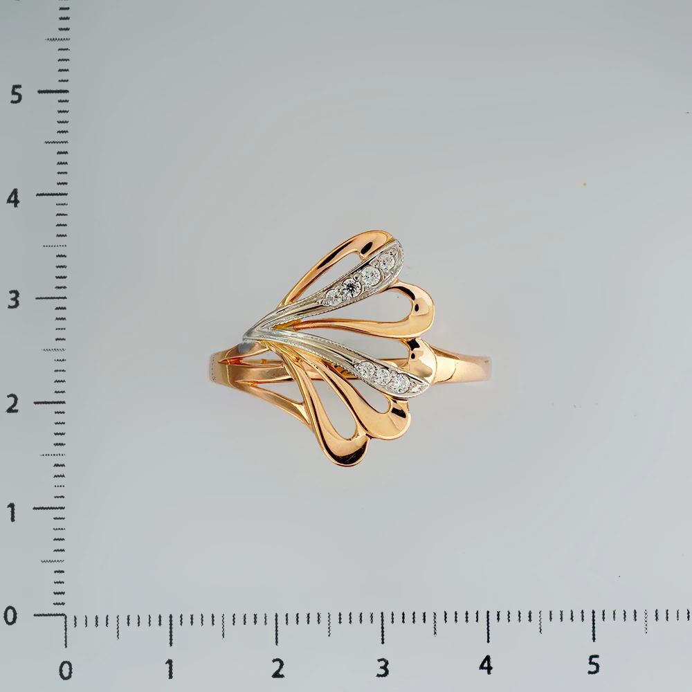 Кольцо с фианитом из красного золота 585 пробы